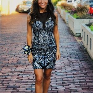 Lux Navy Blue Homecoming Dress